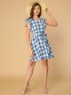 Women's Plaid Ruffle Sleeve Tank Dress A Line Vintage Check Dress