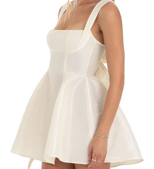 Women's Sleeveless Mini Spaghetti Strap Slim Dress Sexy Low Cut Short Dress